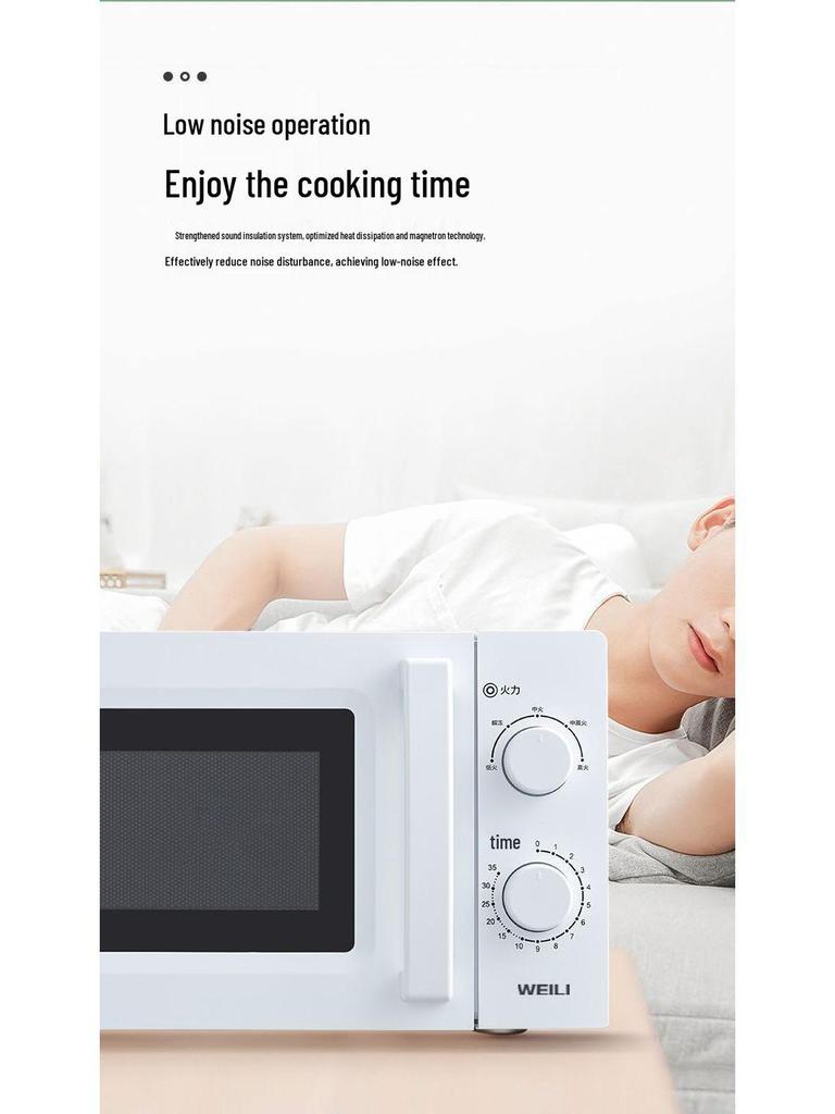 20L Classic Mini Microwave Oven with Turntable and Double Knob Adjustment - Model MXP04