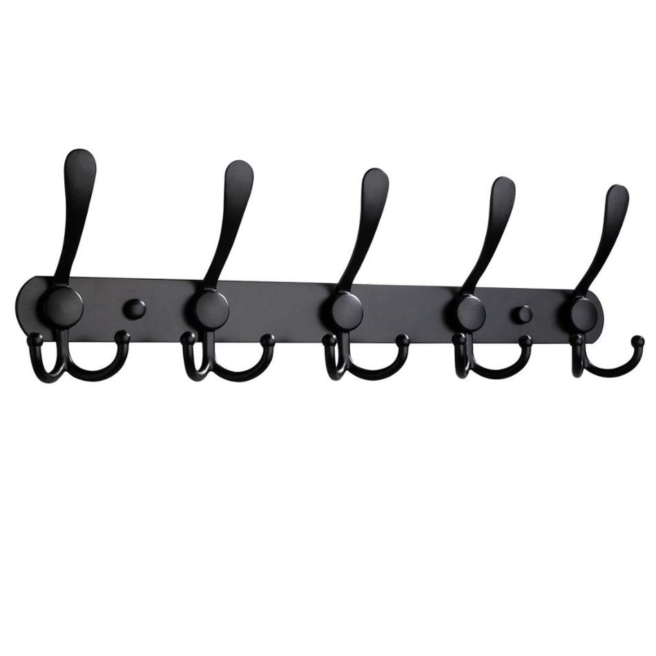 Black Door Hook Stainless Steel White Kitchen Lavatory Bathroom Bedroom Key Coat Clothes Towel Hanging Storage 5 Row Wall Hookss