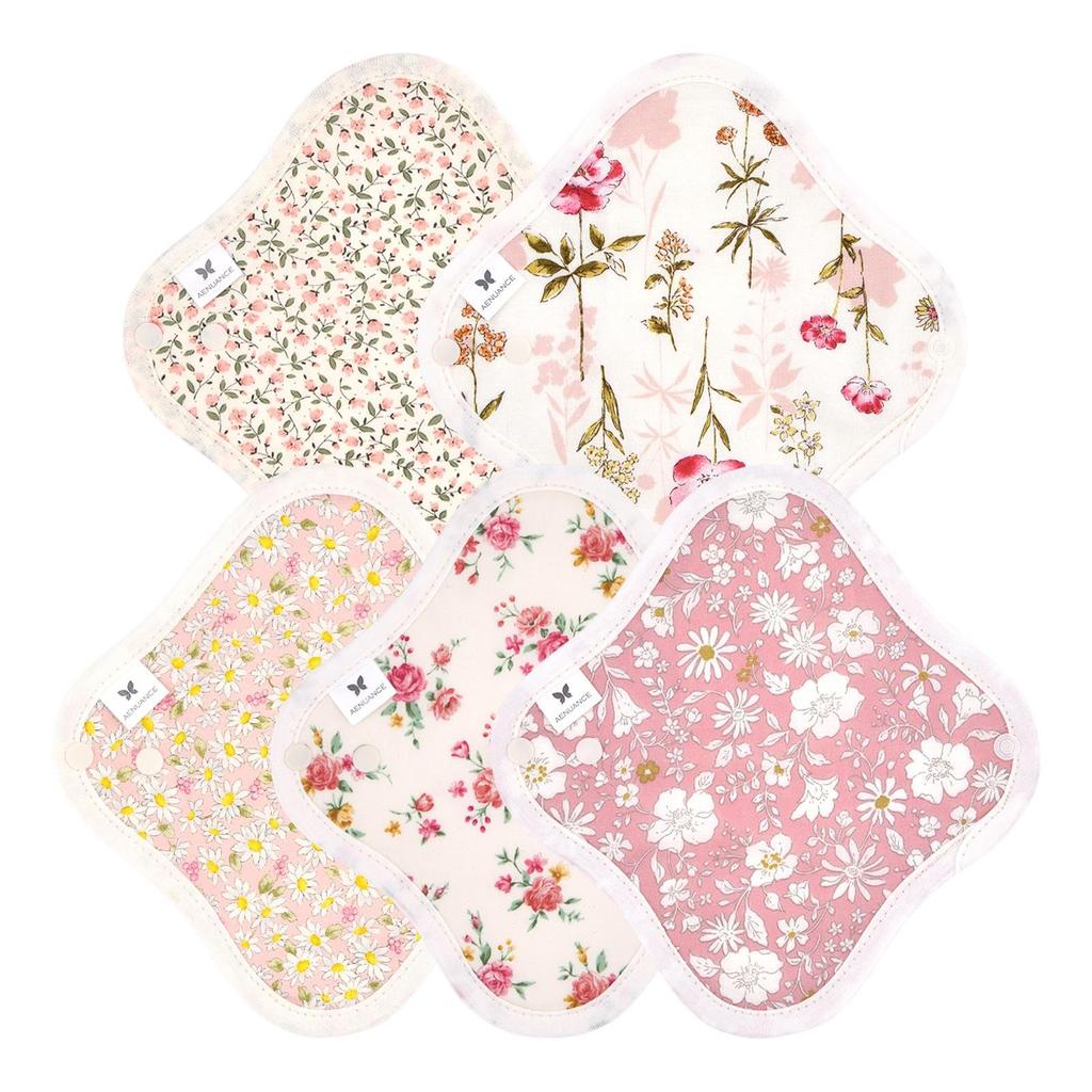 AENUANCE Cloth Pads for Mild Urinary 4cc Incontinence, 5-Pack, Thick, Absorbent, Capacity, SS, Non-Waterproof, AESH-5P-V09