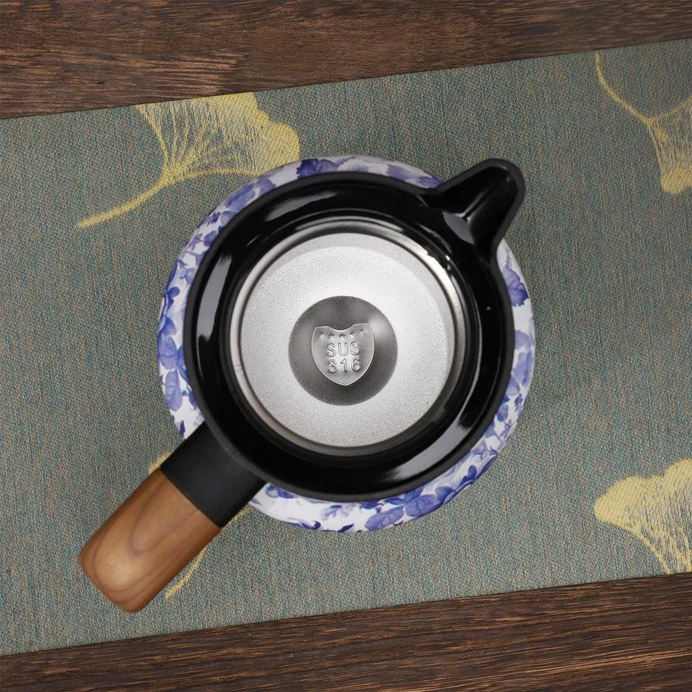 1000ML Double-Layer Vacuum Insulation Tea Pot Floral Pattern Stainless Steel Teapot Built-in Infuser Water Kettle for Hot Drinks