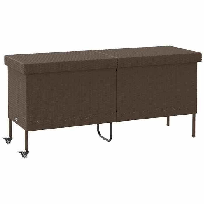 VidaXL Garden Storage Box with Wheels Brown 160x55x75 Cm Wicker Resin, Outdoor Storage Box, Storage of 4103832