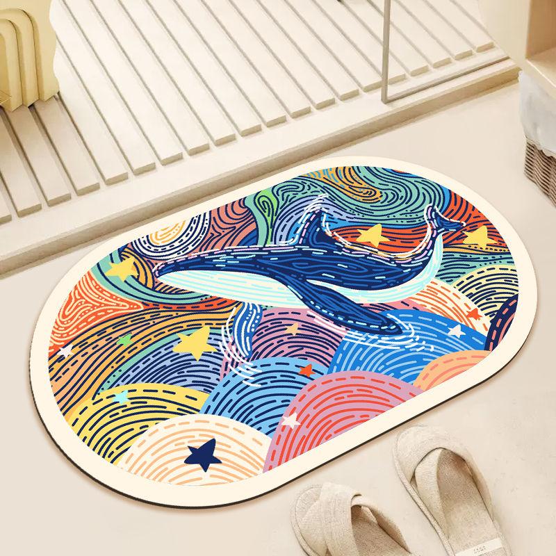 Weiche Kieselgur Badezimmer Wasserabsorbierende Rutschfeste Matte Heim Toilette Tür Schnelltrocknende Fußmatte Einfache Badezimmertür Bodenmatte 40X60cm 15.7X23.6in blue