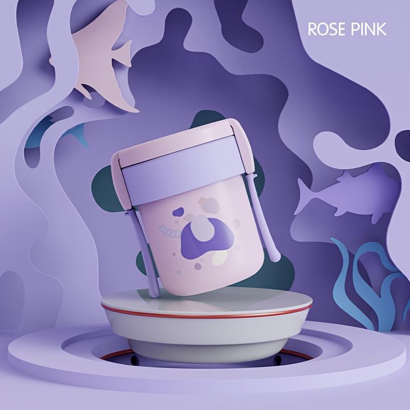 

304 Stainless Steel Insulated Food Jar with Removable Inner Tank,Fork/Spoon 22oz Leakproof Thermal Lunch Box , BPA-Free Dishwasher Safe PP Container, роза розовый