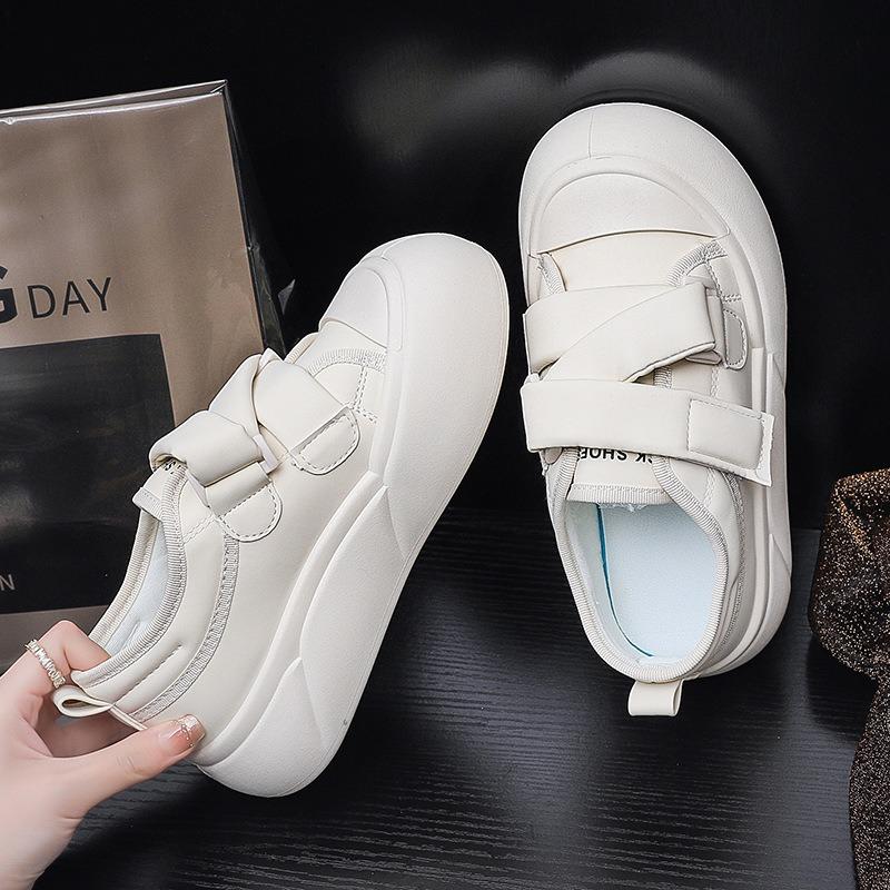Bread Shoes Women's Spring New Versatile Velcro Cute Big Head Casual Ugly Cute Cream Board Shoes