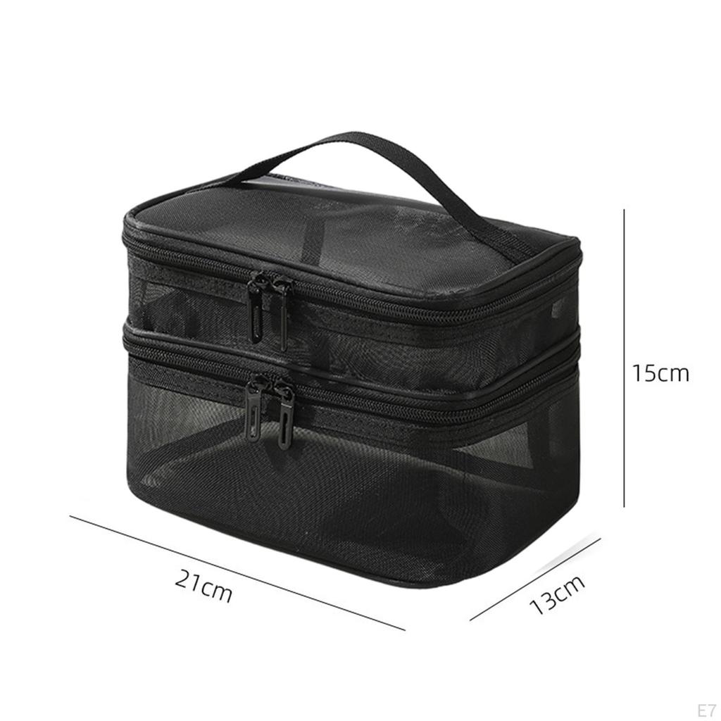 Double Layer Toiletry Bag Bathroom Cosmetic Organizer Large Capacity Carrying Case Portable for