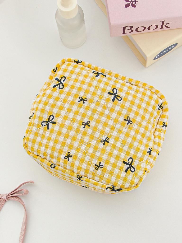 Cherry Bow Makeup Pouch for Women Napkin Sanitary Pad Storage Bag Organizer Pouch for Tampons Teens Female Cosmetic Bags