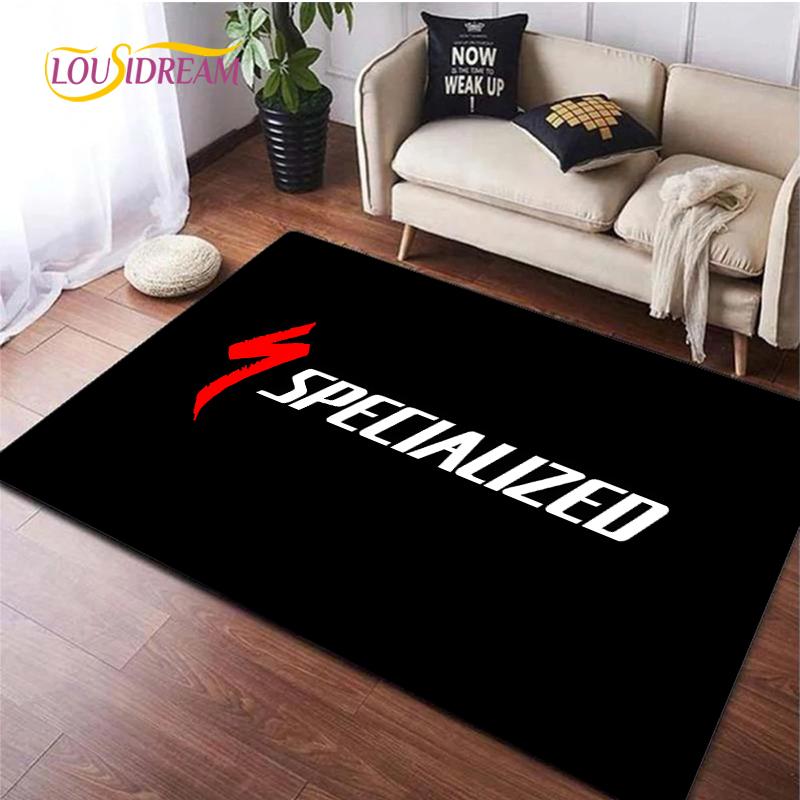 Tappeto con logo di bicicletta per Soggiorno Camera da letto Tappeti Cucina Bambini Porta Tappetino Antiscivolo Regalo di compleanno Oggetti di scena fotografici Alfombra Tappeto