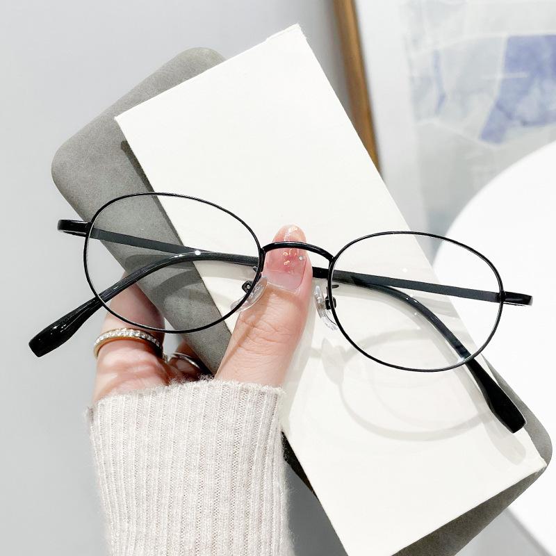 

High Intelligence, Silver Glasses Frame, Female Nerd, Oval Gold Wire, Small Frame, Small Face, Pure Desire, Plain Face, Myopia Can Be Matched