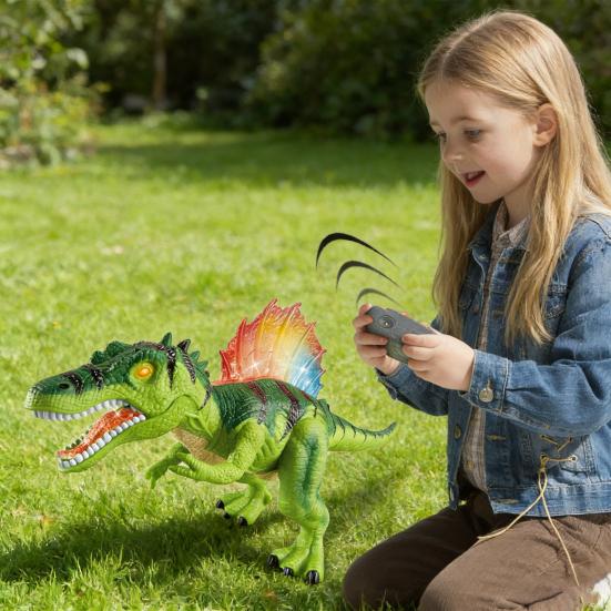 Kids Electric Dinosaur Toy Roaring Walking Remote Control Spinosaurus Toy with Light Sound Toddlers Boys Girls Educational Simulated Dino Model Toy