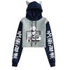Felpa Crop Top Jujutsu Kaisen 2021 Gojo Satoru con Orecchie da Gatto e Design Color Block