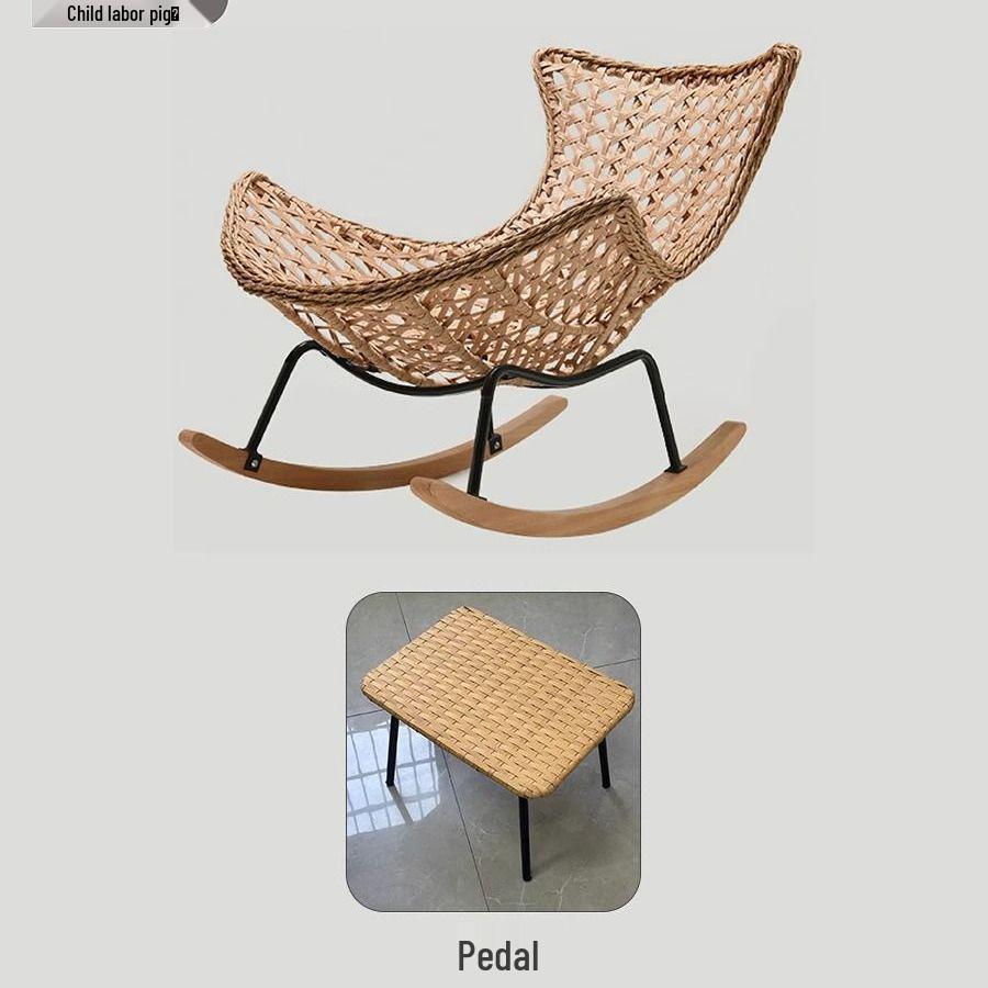 Rattan Rocking Recliner Chair - Lazy Sofa for Indoor/Outdoor Leisure