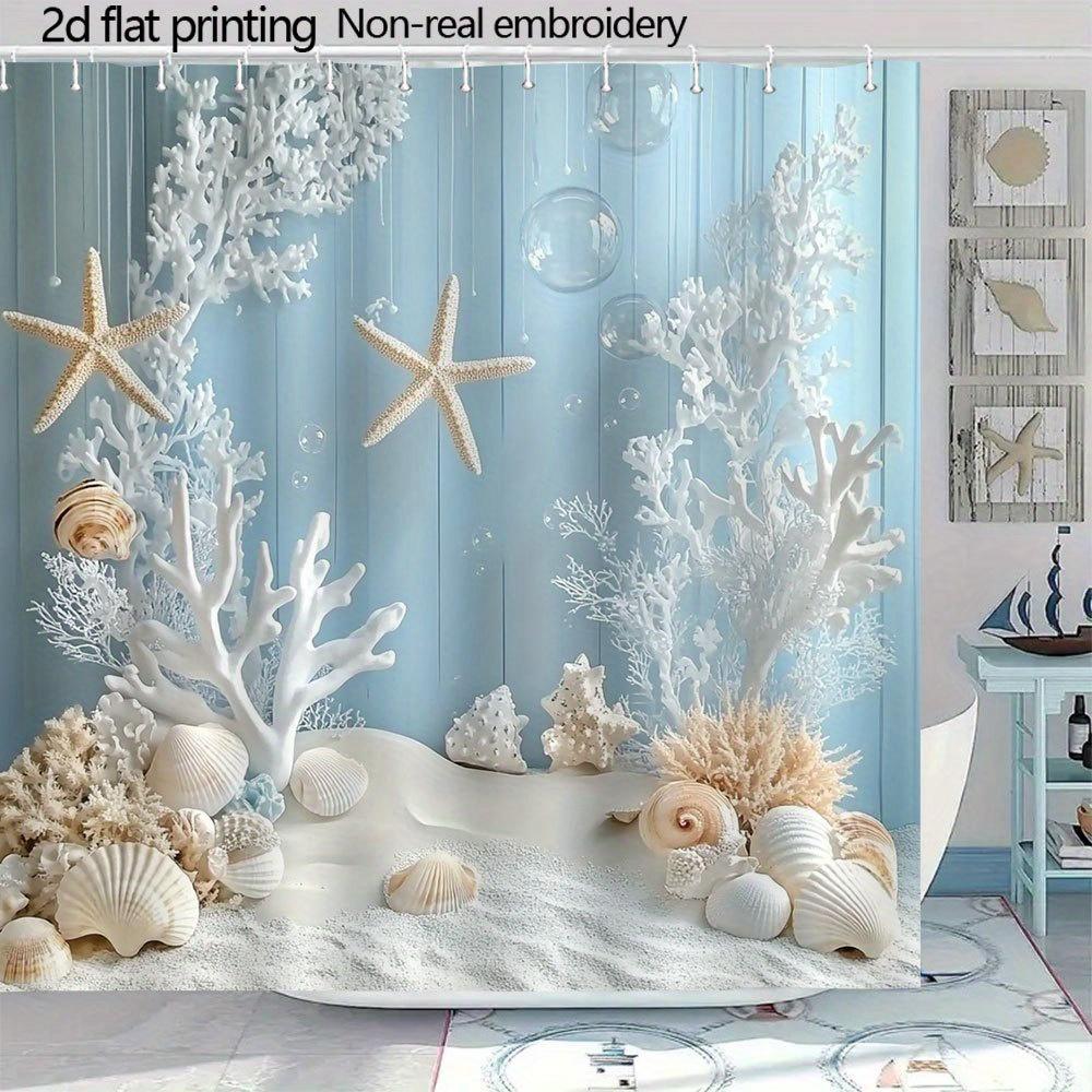 

Blue Coral Reef Shower Curtain Sea Life Art Bathroom Decor Underwater Ocean Bath Curtains For Modern Home Interior W60H190(CM)-1 Pcs