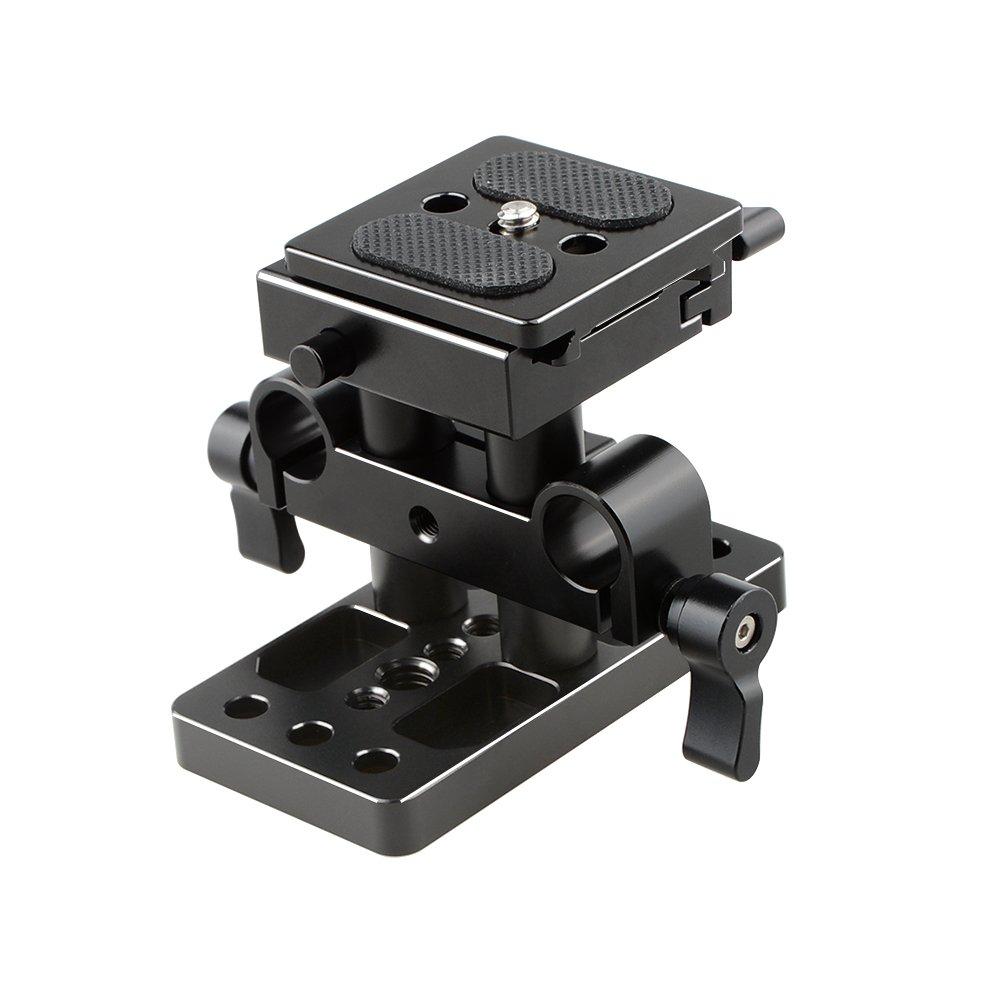 CAMVATE Universal Base Plate (for Arca-Swiss Compatible) with Adjustable Height and 15mm Rail Rod Support System for Stabilization