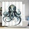 Hand-drawn Octopus Shower Curtain Bathroom Decor Wall Hangings Waterproof Curtains for Kids Bedroom Art Print Watercolor Fabric