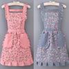 Floral Print Ruffle Edge Apron Breathable Kitchen Apron New Canvas Apron  Kitchen Cooking