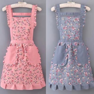 Breathable Ruffle Edge Apron Oilproof Kitchen Apron New Floral Apron Kitchen Cooking