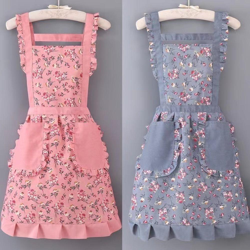 Breathable Ruffle Edge Apron Oilproof Kitchen Apron New Floral Apron Kitchen Cooking