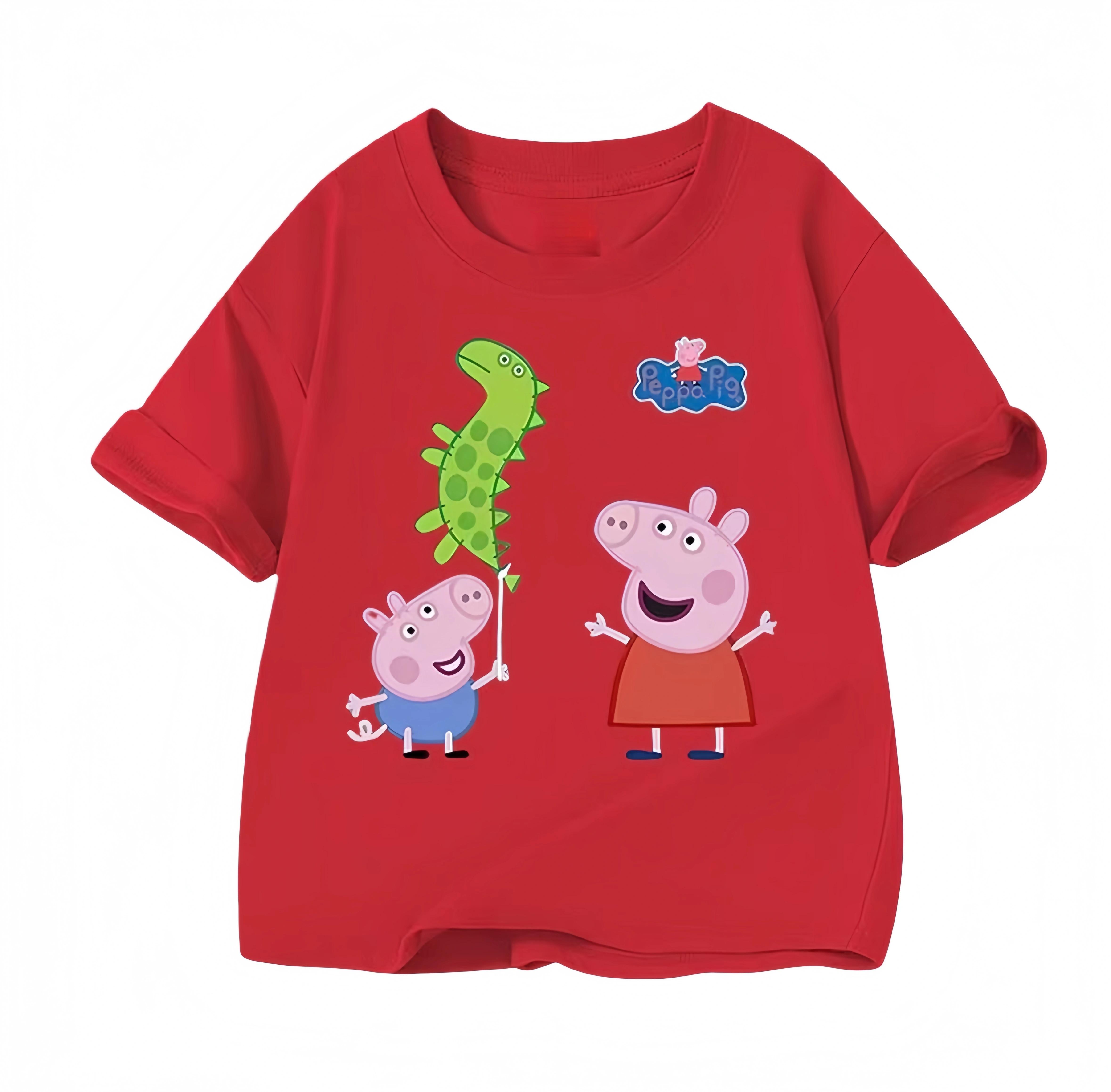 

2026 summer new Peppa Pig cartoon pattern printed Tshirt suitable for both Unisex and Women breathable loosefitting casual style S