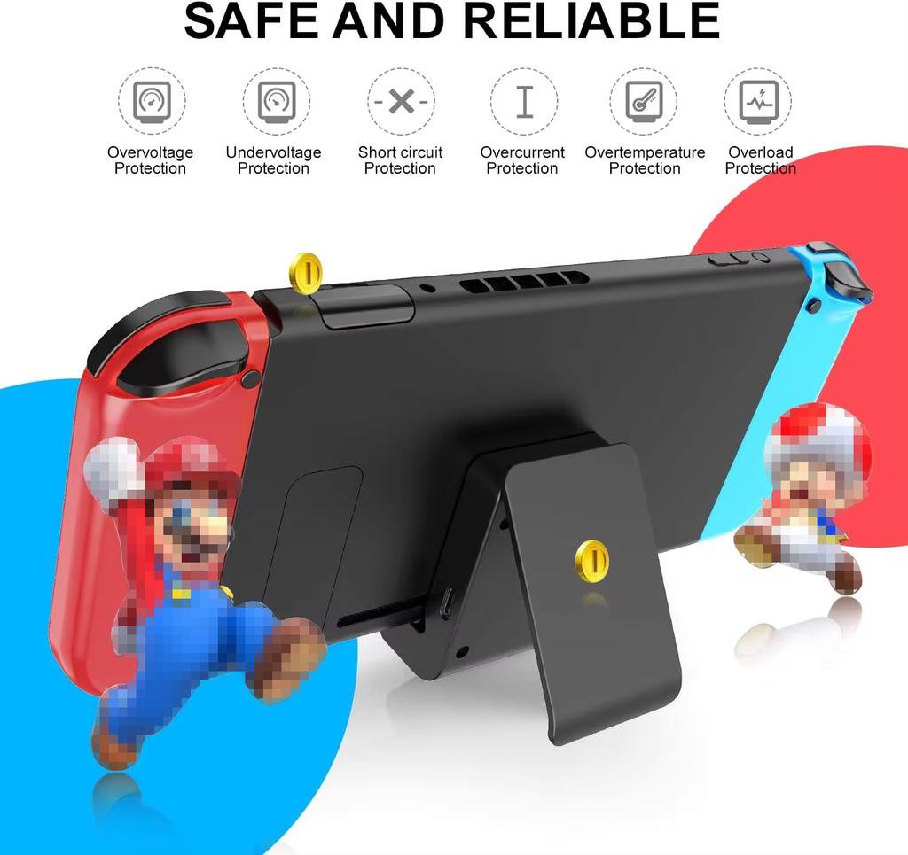 Station de charge LinYuvo pour Nintendo Switch/Lite/OLED, Support de charge réglable portable pour Switch avec port de chargeur USB Type C