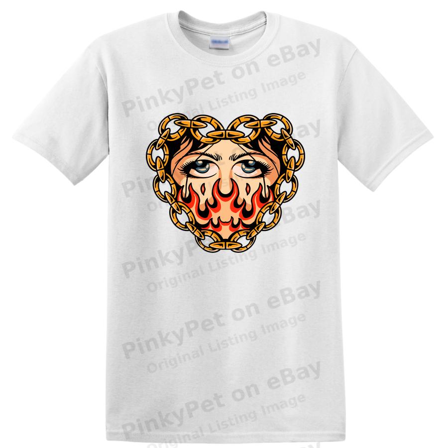 Flaming Heart Woman Art Graphic T Shirt for Casual Streetwear Cool Tee