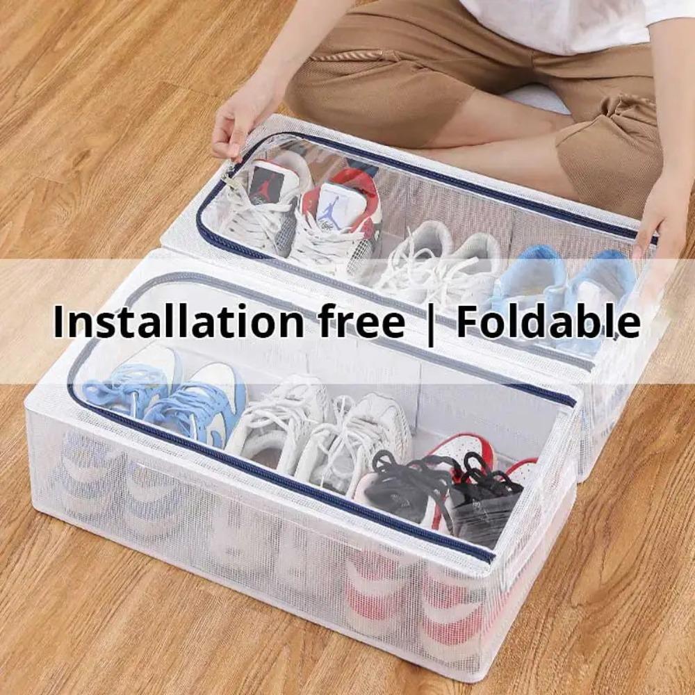 Steel Frame Shoes Sorting Box PVC Folding Shoe Rack Large Capacity Shoe Organier Box