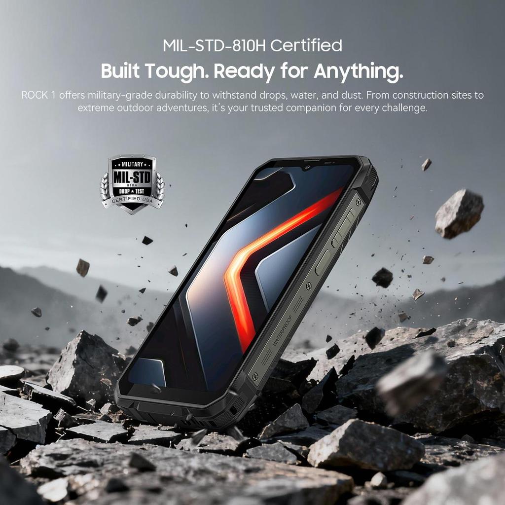 Blackview ROCK 1 Wytrzymały Smartfon z Podwójnym Ekranem 6.56'+2.01' AI Bateria 15000mAh, 24GB RAM 256GB ROM, Helio G81, 180Hz, Wodoodporność IP69K/IP68