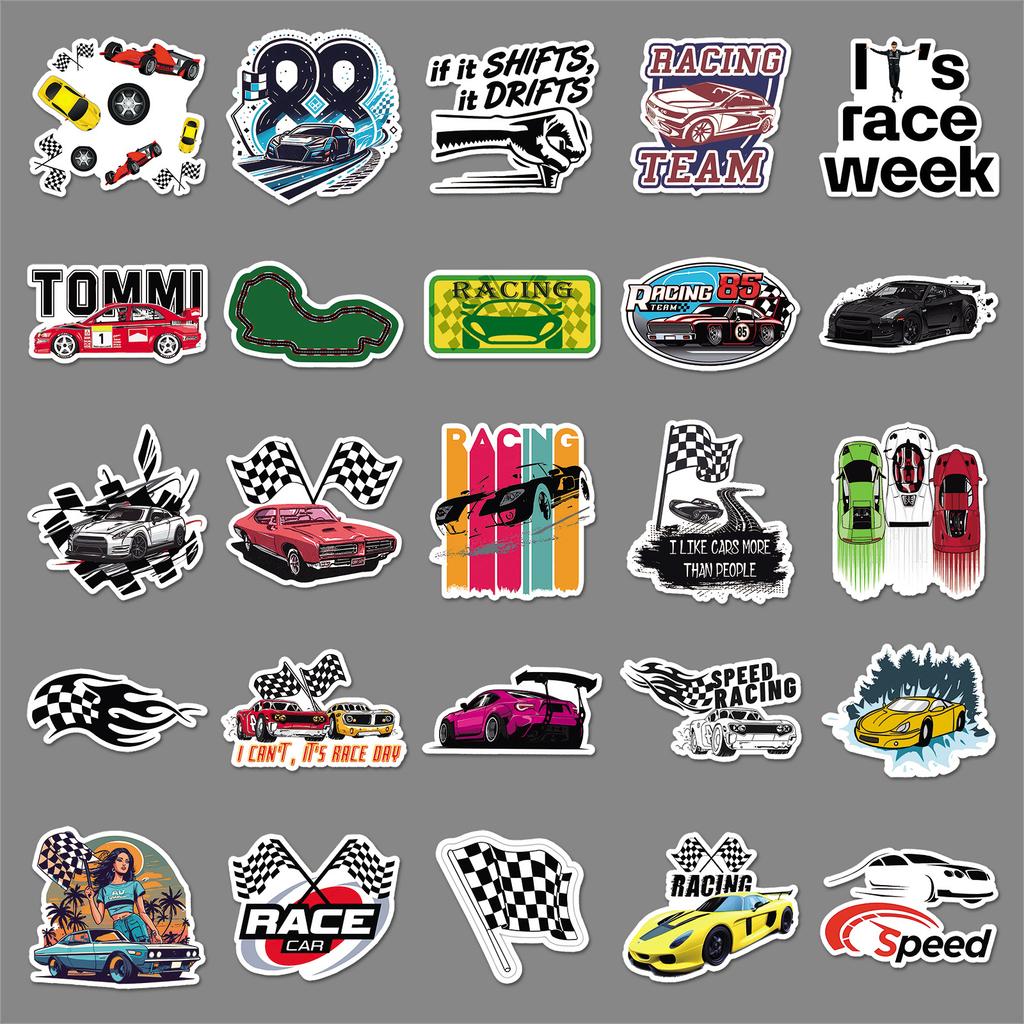 50 Racing Graffiti Cool Trend Creative Decorative Water Cup Skateboard Stickers