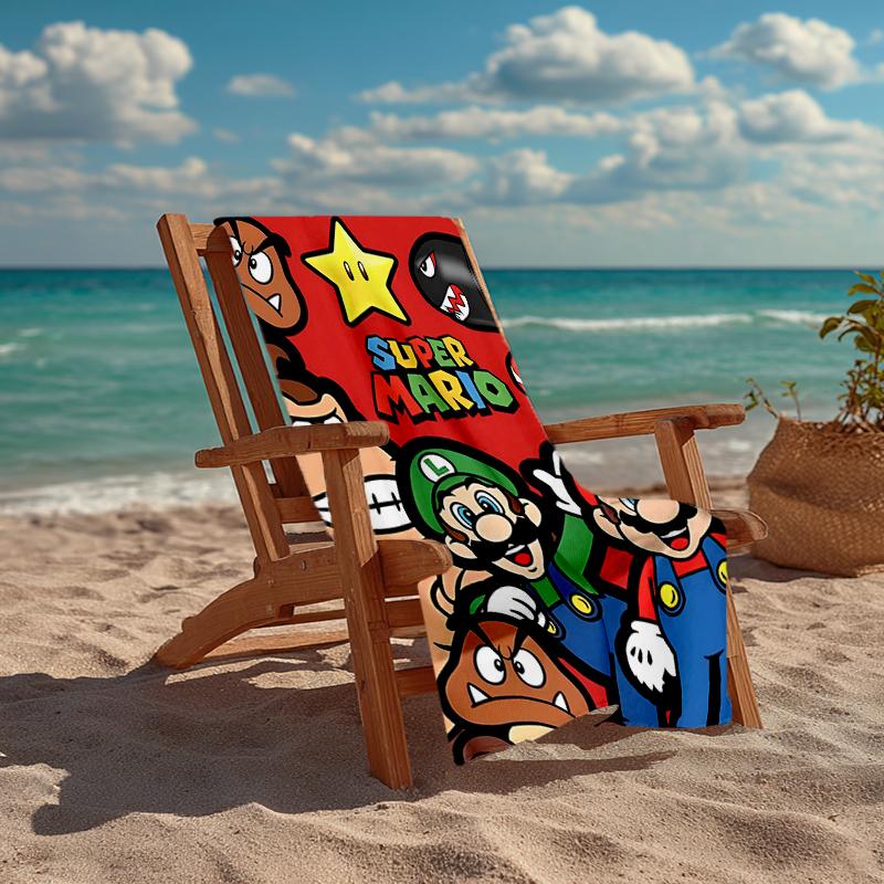 Ultra-Soft Beach Towel with Mario Theme,Ideal for Pool - Camping, Diving - Perfect Travel Essential, Vibrant Beach Towel.