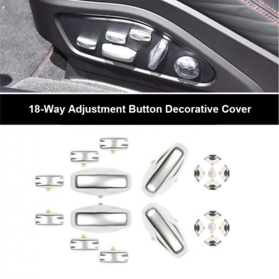 For Porsche Cayenne -2024 Seat Adjustment Button Cover Trim Silver Sticker