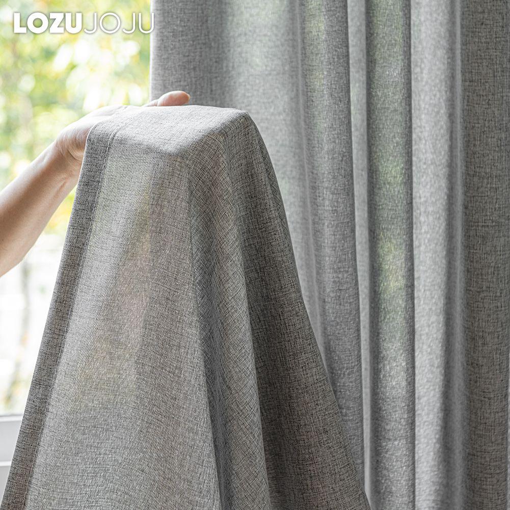 1PC LOZUJOJU Cream Style Semi Blackout Curtains Japanese Imitation Linen Thick Curtains for Bedroom Living Room Balcony Window for Home Decor