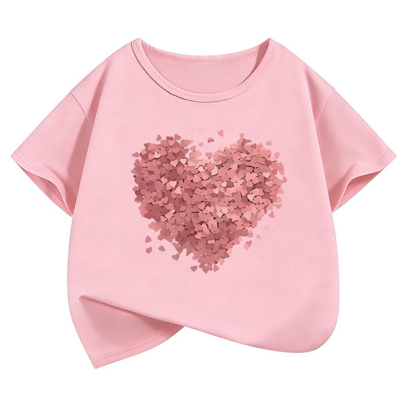 Fashion Short Sleeve Kids Children s T-shirt Boys Girls Summer Spring Casual Top Tee Shirt 120 розовый