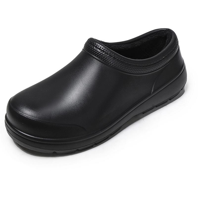 

Autumn and winter warm velvet kitchen non-slip waterproof restaurant work chef shoes wear thickened cotton shoes 36 чорний