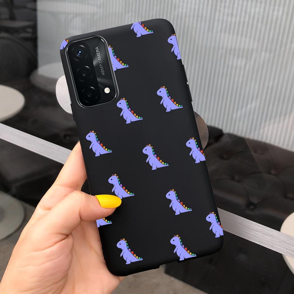 A74 Fodral För OPPO A74 CHP2219 Fodral Lyxigt Fjäder Dinosaurie Daisy Mönster Bakre Skydd För OPPO A74 5G CPH2197 A 74 Mjuk Capa