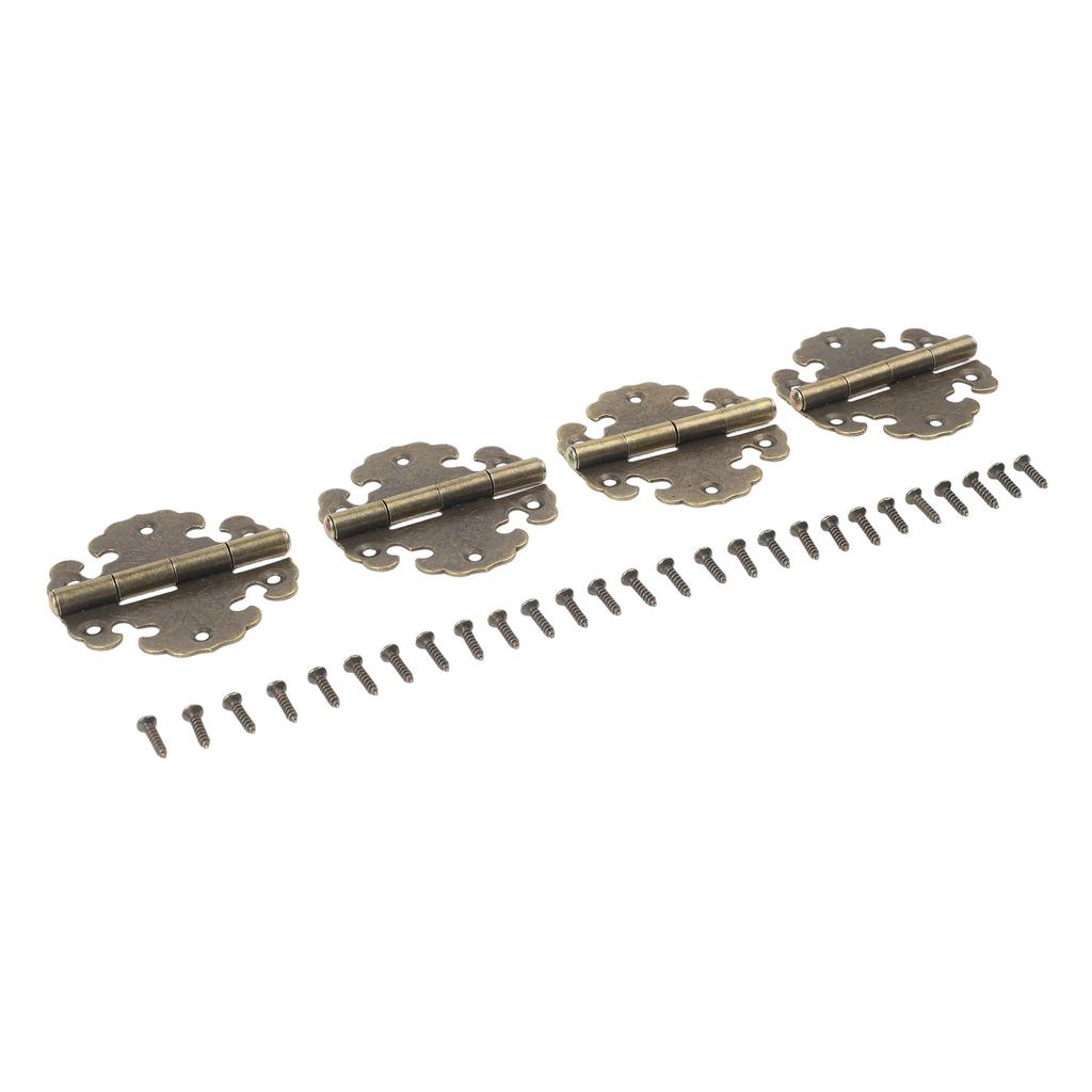 4 pcs Antique Decorative Hinges for Wooden Door Cabinets Rustic Design