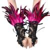 Halloween Costume, Feather Hook Finger Gloves, Party Ball, Black Lace, Wristband Sleeve Accessories