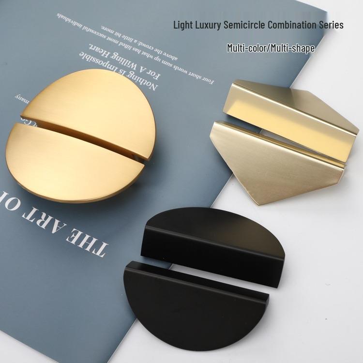 Modern Half-Round Drawer & Cabinet Door Handle - Black, Gold, Copper Finish