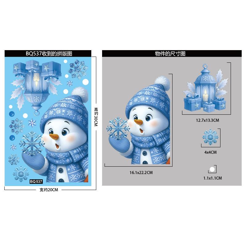 Christmas Window Stickers Winter Snowman Santa Claus Snowflake Elk Static Stickers Glass Ornaments Merry Christmas Posters
