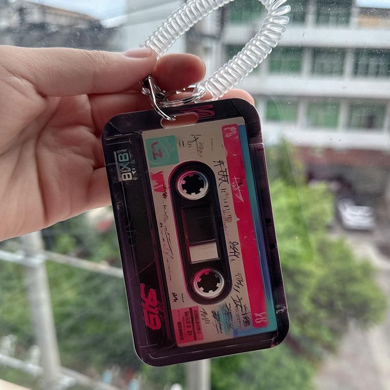 Retro NFC Sliding Card Holder for Students - Ideal for Meal Cards, Subway Passes, and Bike Access Cards