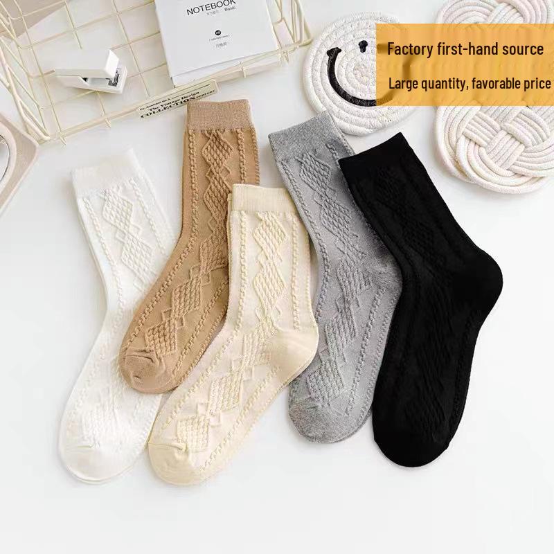 Trendy 3D Embossed Women's Slouch Socks - Fashionable Japanese Korean Style