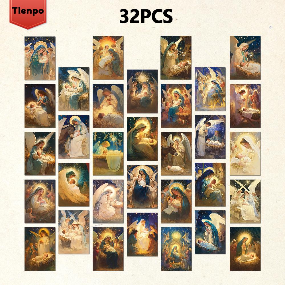 

32pcs, Christmas postcards, the birth of Jesus, birthday/anniversary gifts, collectibles, suitable for gifting, mailable.