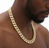 European and American Hip Hop Hipster Cuban Diamond Bracelet, 14mm Fat Chain Men and Women Hiphop Gold-plated Necklace