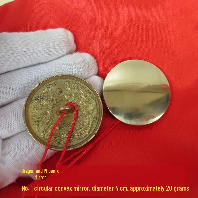 Antique Yellow Bagua Mirror with Dragon & Phoenix Design