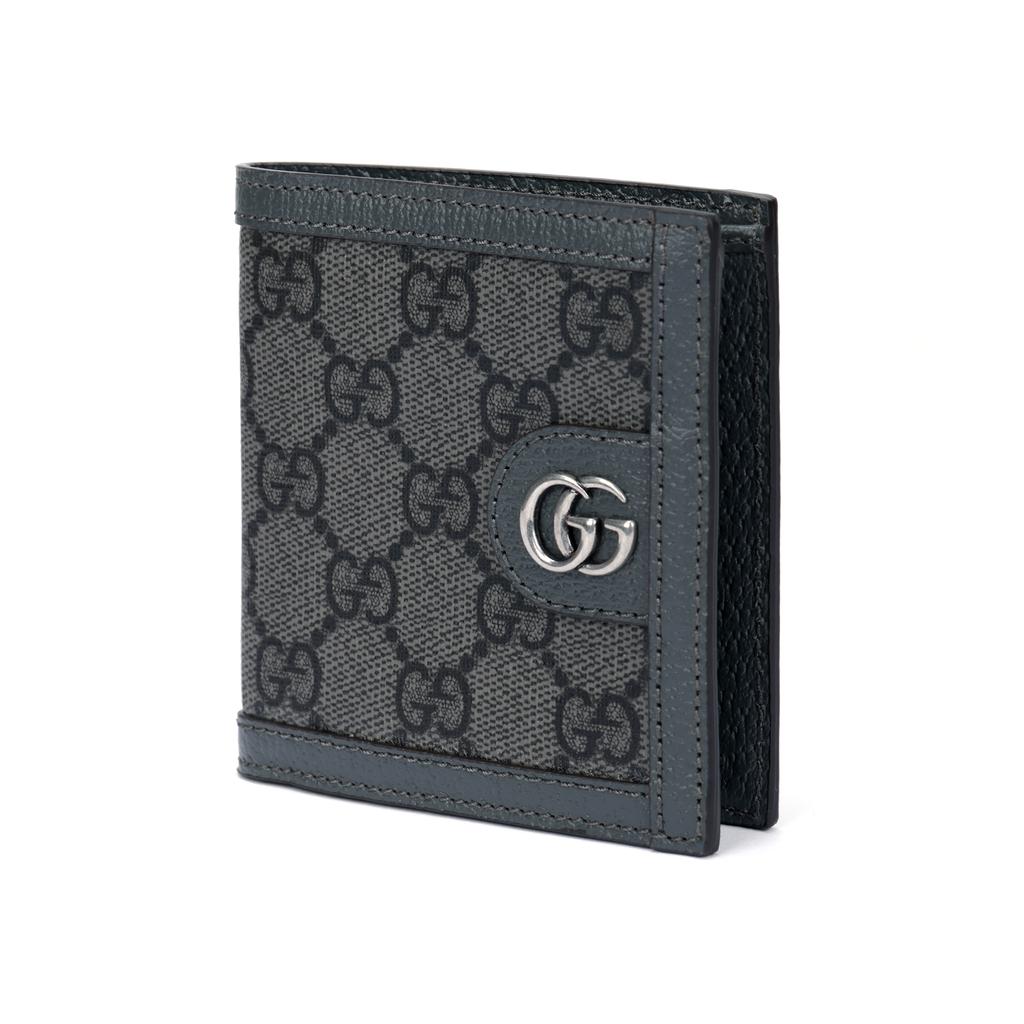 Gucci Ophidia Double G Logo Flap Wallet Men Wallets Gray Black 732016-UULBN-1244