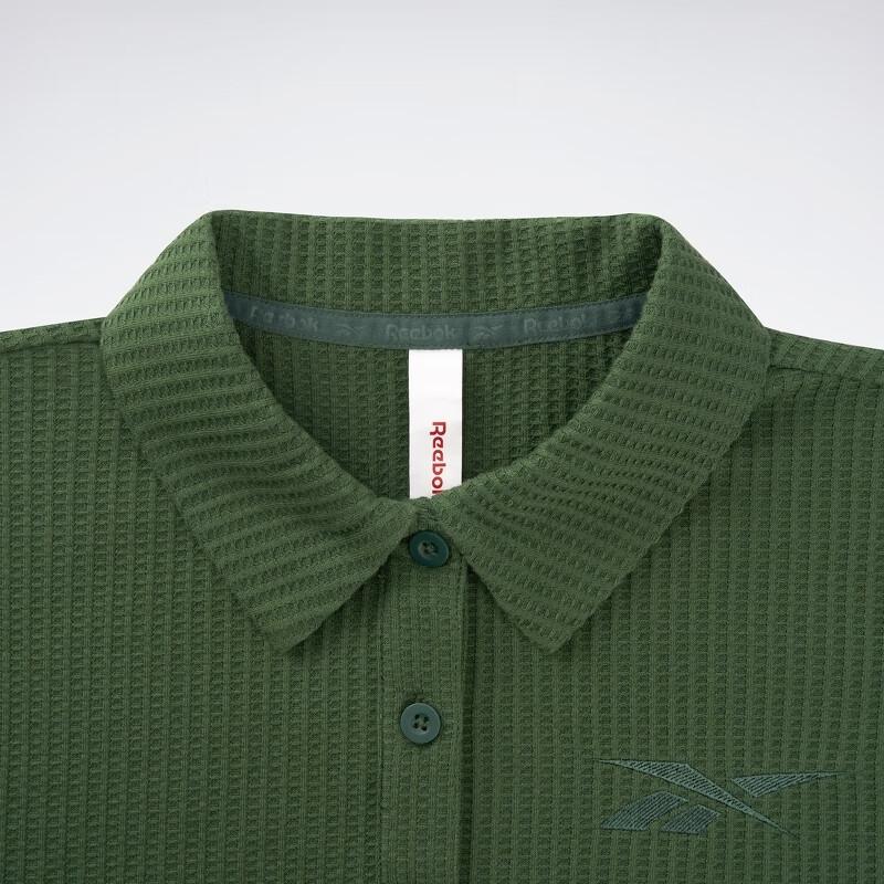 Reebok Beats Polo Series Solid Color Short Knit Breathable Loose Short Sleeve Polo Shirt Women Tops Green 23RCS420WGL2