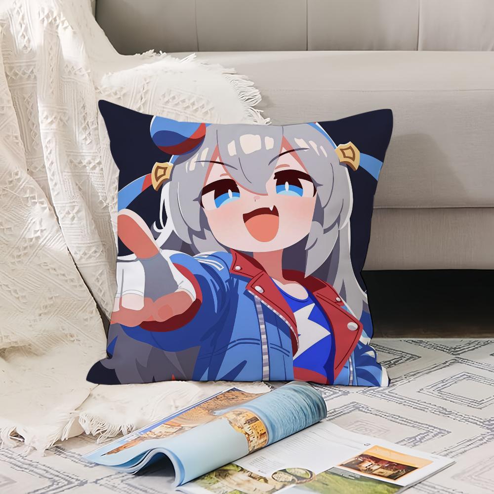 Söt U-Uma M-Musume P-Pretty D-Derby Kuddfodral Kontorskuddar Lämpliga för Soffa Bil Sovrum Dekorativt Kuddfodral