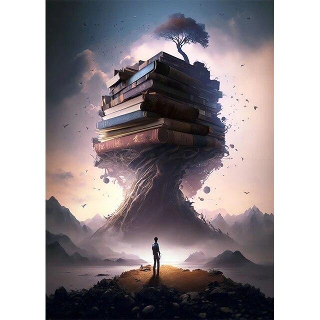 Abstract Fantasy Adventure In A Book Prints Poster Canvas Painting Modern Wall Art Pictures For Living Room Bedroom Home Decor No Frame