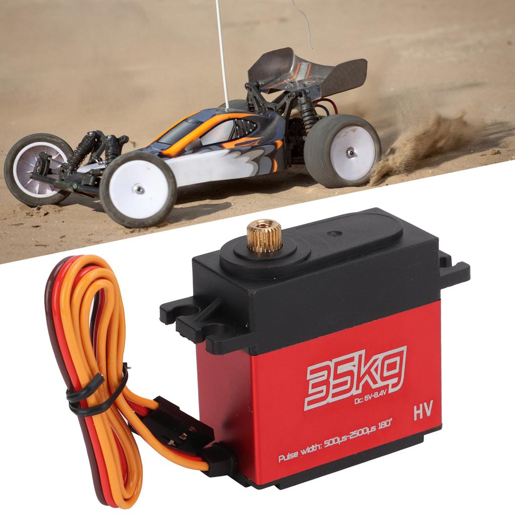 2Pcs 35kg High Torsion Coreless Motor Servo Full Metal Gear with Metal Steering Gear Arm for 1/8 1/10 Remote Control Cars
