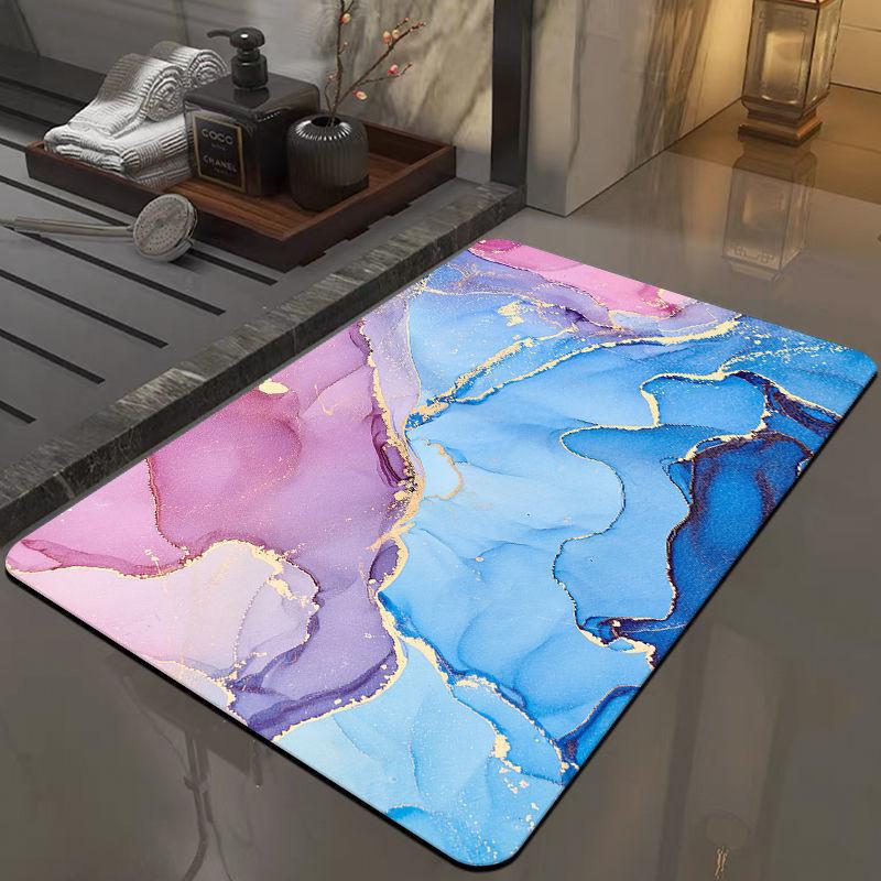1pc Modern Marble Printed Diatom Mud Carpet Absorbent Quick-drying Bathtub Mat Doorway Decorative Entrance Bathroom Accessories