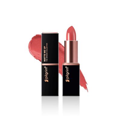 Pilgrim Matte Me Up Bullet Lipstick 4.2 G Creamy Lightweight Velvet Matte SPF 30 Long Wear Non Drying Pink Romance -14