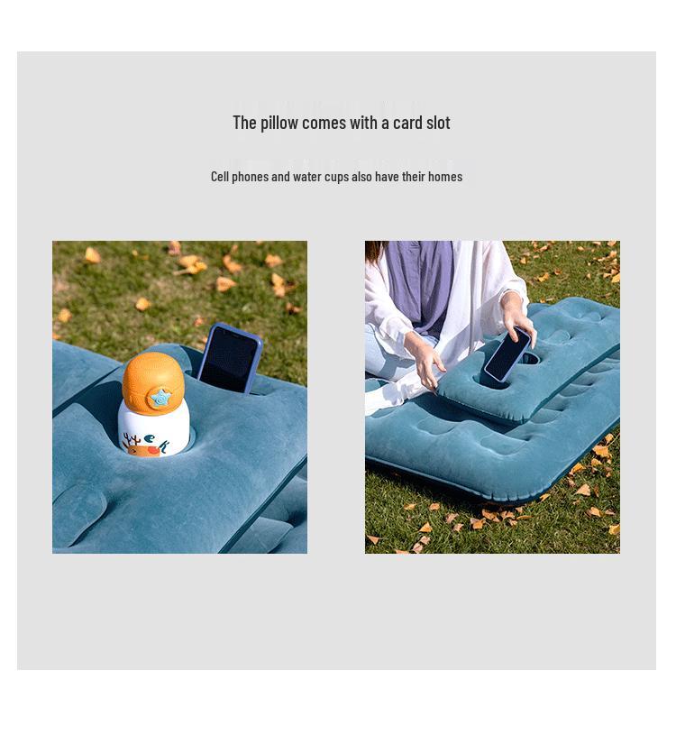 Universal Inflatable Car Bed - Rear Seat Flocking Sleep Pad with Cartoon Design